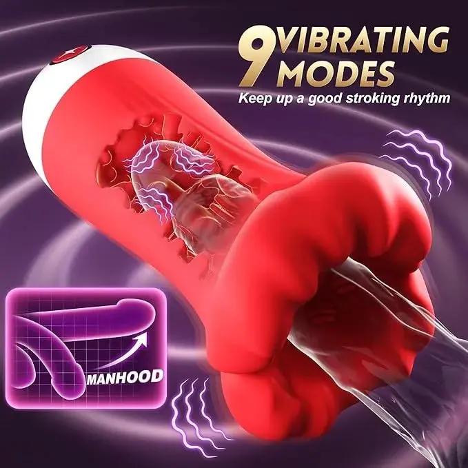 2025 Men's Fun Mouth Trainer, 4 in 1, 9 vibration modes, 360 pleasure