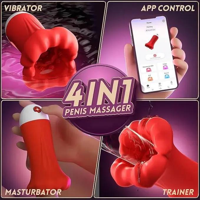 2025 Men's Fun Mouth Trainer, 4 in 1, 9 vibration modes, 360 pleasure
