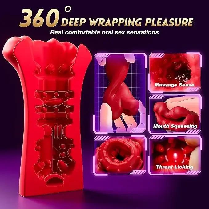 2025 Men's Fun Mouth Trainer, 4 in 1, 9 vibration modes, 360 pleasure